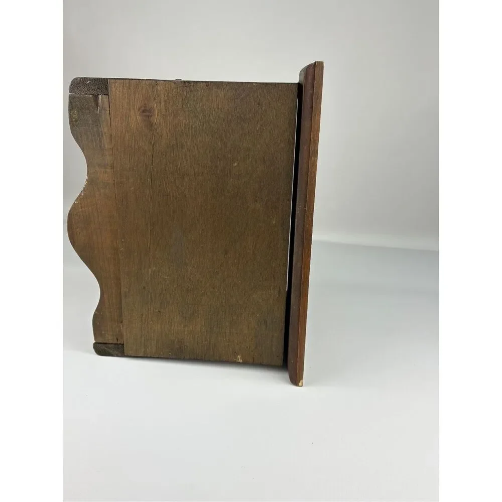 Vtg Hand Carved Wooden Bread Box Rustic Farmhouse Countertop Storage